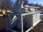Unused- AZO Pneumatic Conveyor. Skid mounted. Includes: hopper, filters, blower, electric motor, rotary airlock, soundproof enclosure, control box, stainless steel plumbing. Max blower vacuum suction...