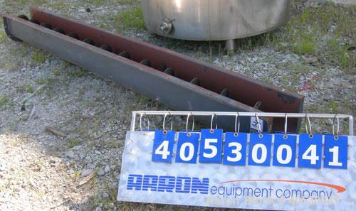 Used Screw conveyor section, carbon steel, consisting of (1) 9" diameter x 117" long x 4 1/2" pitch, (1) trough section 10" wide x 120" long x 11" deep. No motor, end plates or drive.