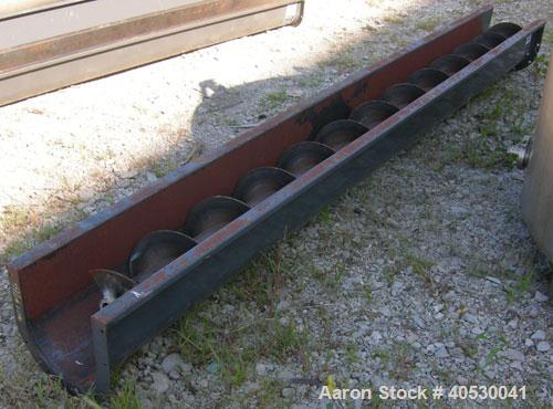 Used Screw conveyor section, carbon steel, consisting of (1) 9" diameter x 117" long x 4 1/2" pitch, (1) trough section 10" wide x 120" long x 11" deep. No motor, end plates or drive.