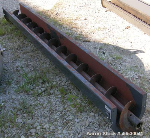 Used Screw conveyor section, carbon steel, consisting of (1) 9" diameter x 117" long x 4 1/2" pitch, (1) trough section 10" wide x 120" long x 11" deep. No motor, end plates or drive.