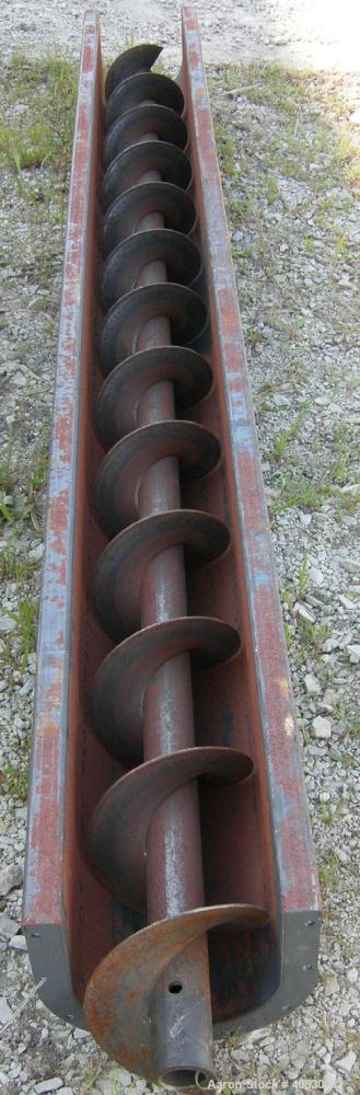Used Screw conveyor section, carbon steel, consisting of (1) 9" diameter x 117" long x 4 1/2" pitch, (1) trough section 10" wide x 120" long x 11" deep. No motor, end plates or drive.