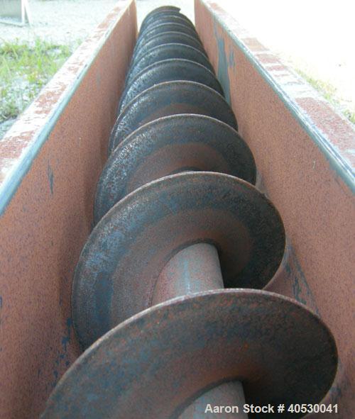Used Screw conveyor section, carbon steel, consisting of (1) 9" diameter x 117" long x 4 1/2" pitch, (1) trough section 10" wide x 120" long x 11" deep. No motor, end plates or drive.