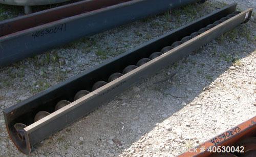 Used Screw conveyor section, carbon steel, consisting of (1) 6" diameter x 118" long x 3" pitch, (1) trough section 6 3/4" wide x 120" long x 7" deep. No motor, end plates or drive.