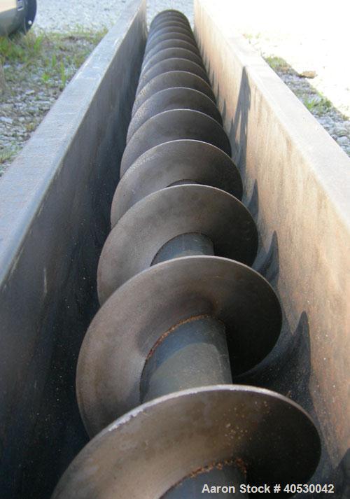 Used Screw conveyor section, carbon steel, consisting of (1) 6" diameter x 118" long x 3" pitch, (1) trough section 6 3/4" wide x 120" long x 7" deep. No motor, end plates or drive.