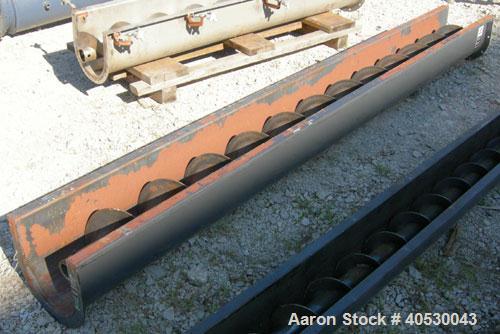 Used Screw conveyor section, carbon steel, consisting of (1) 9" diameter x 117" long x 4 1/2" pitch, (1) trough section 10" wide x 120" long x 11" deep. No motor, end plates or drive.
