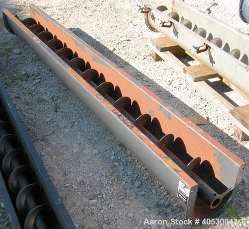 Used Screw conveyor section, carbon steel, consisting of (1) 9" diameter x 117" long x 4 1/2" pitch, (1) trough section 10" wide x 120" long x 11" deep. No motor, end plates or drive.
