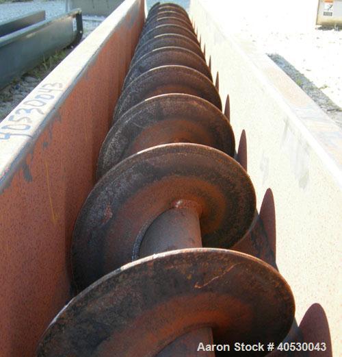 Used Screw conveyor section, carbon steel, consisting of (1) 9" diameter x 117" long x 4 1/2" pitch, (1) trough section 10" wide x 120" long x 11" deep. No motor, end plates or drive.
