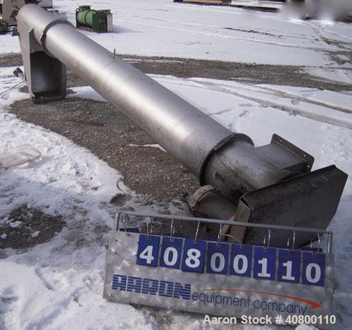 Used Hydrolift Vertical Screw Conveyor, 304 stainless steel. 16" diameter x 168" long x 6" pitch. Enclosed tube approximately 17" diameter. Top infeed hopper approximately 15 3/4" wide x 27 1/2" long...