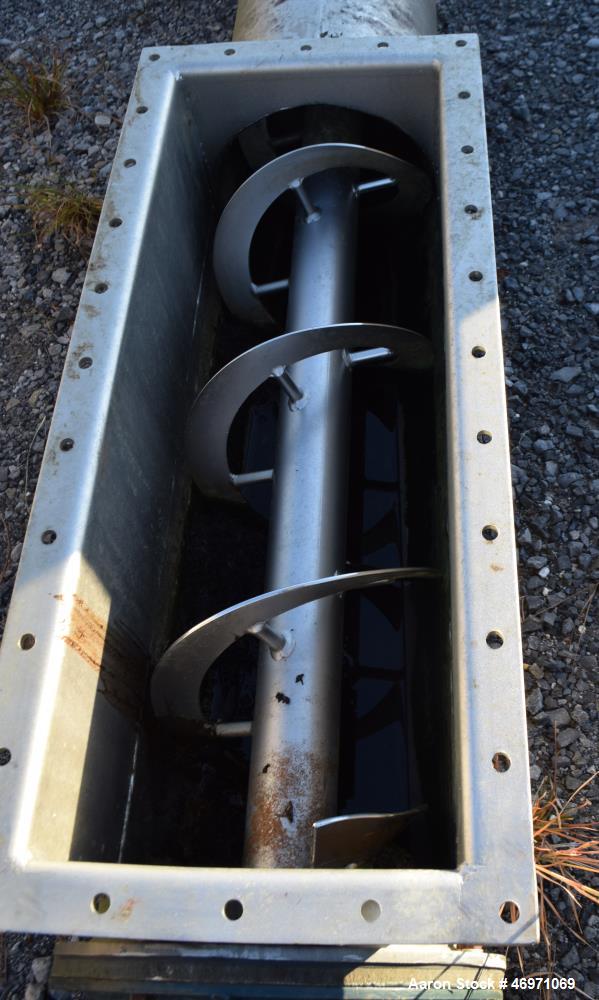 Used- Screw Conveyor, Stainless Steel. Ribbon style screw approximate 12" diameter x 112" long. Driven by a 10hp, 3/60/208-2...