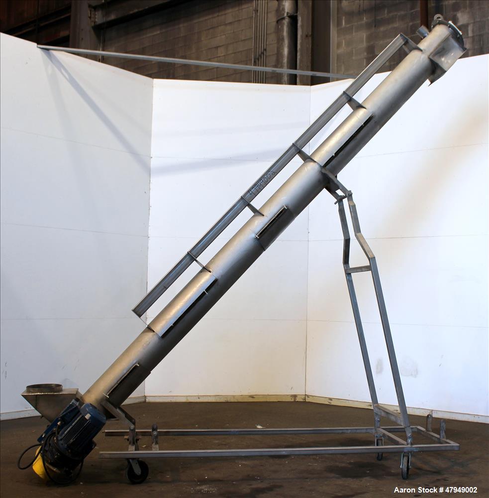 Used Incline Screw Conveyor, 304 Stainless Steel.