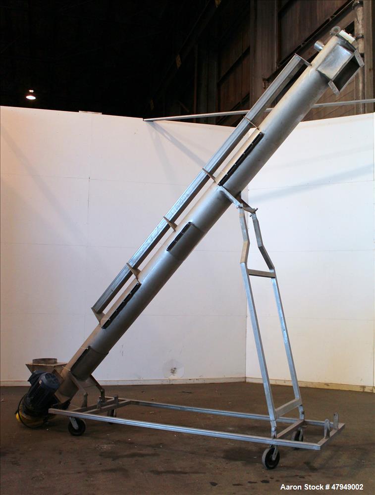 Used Incline Screw Conveyor, 304 Stainless Steel.