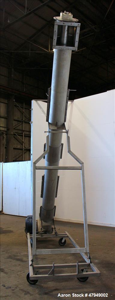 Used Incline Screw Conveyor, 304 Stainless Steel.