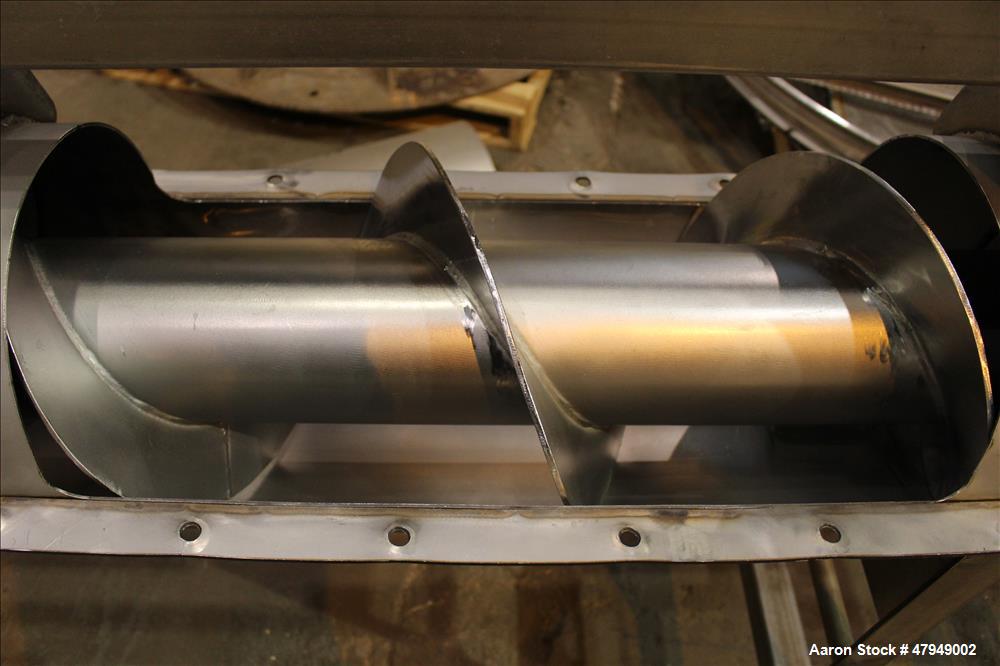 Used Incline Screw Conveyor, 304 Stainless Steel.