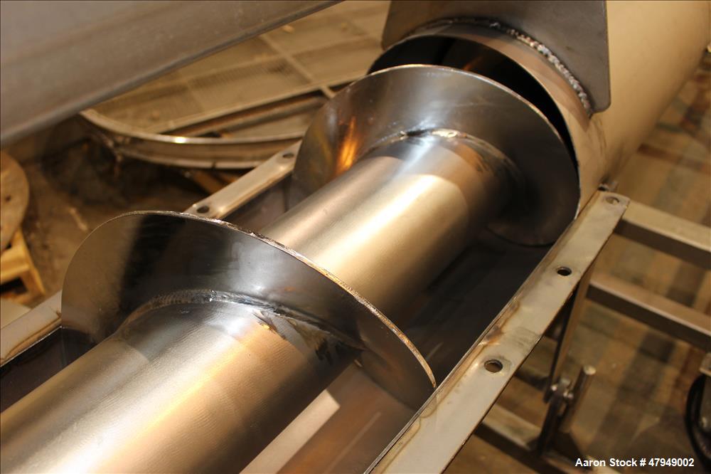 Used Incline Screw Conveyor, 304 Stainless Steel.
