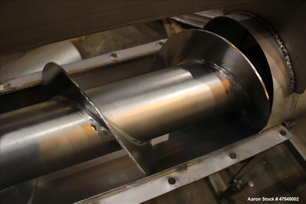 Used Incline Screw Conveyor, 304 Stainless Steel.