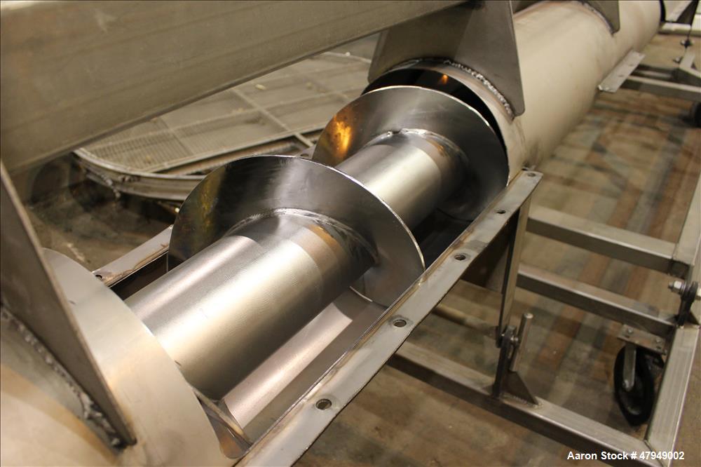 Used Incline Screw Conveyor, 304 Stainless Steel.