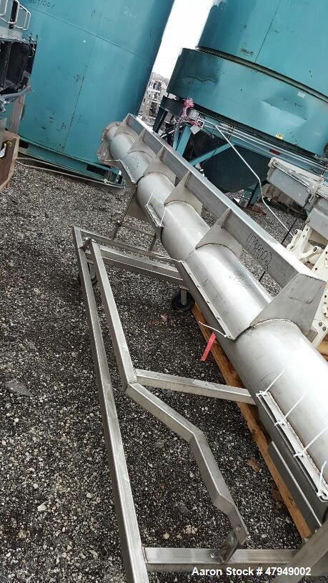 Used Incline Screw Conveyor, 304 Stainless Steel.