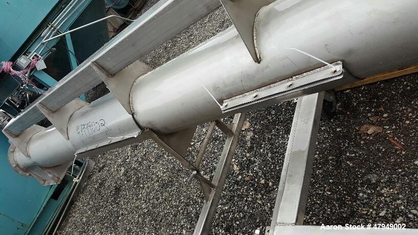 Used Incline Screw Conveyor, 304 Stainless Steel.