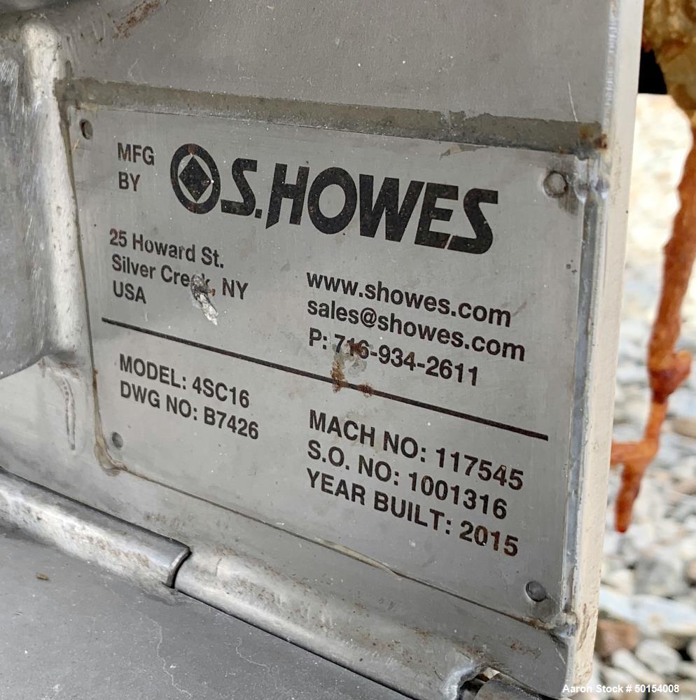 Used S. Howes Inclined Screw Conveyor, Model 4SC16, Stainless Steel.