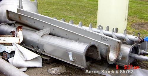 USED: Screw conveyor, stainless steel, horizontal. 10" diameter x 40' long x 10" pitch screw. Approximately (4) 10' long sections. Requires drive.