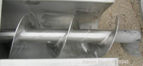 Unused-USED:Dalex screw conveyor, 304 stainless steel, 2 section horizontal with a vertical riser.  Horizontal section 9" diameter screw x approx. 70" long x 4" pitch.  Trough measures 10" wide x 12"...