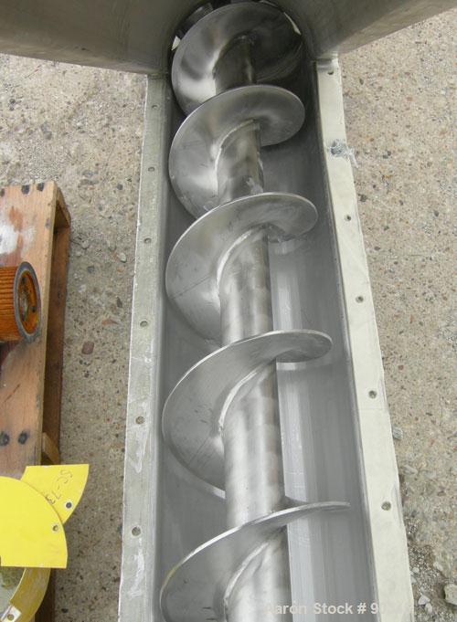Unused-USED:Dalex screw conveyor, 304 stainless steel, 2 section horizontal with a vertical riser.  Horizontal section 9" diameter screw x approx. 70" long x 4" pitch.  Trough measures 10" wide x 12"...