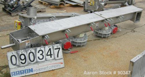 Unused- Dalex Screw conveyor, 304 stainless steel, horizontal. 9" diameter x 111" long x 4" pitch screw. 10" x 10" side opening, (3) 10" bottom outlets. Trough measures 10" wide x 122" long x approxi...