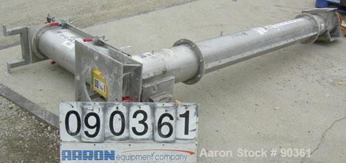 Unused-USED: Screw Conveyor, 304 stainless steel, 2 section horizontal with a vertical riser.  Horizontal section 9" diameter screw x 44" long x 4" pitch.  Trough measures 10" wide x approx. 11" deep...