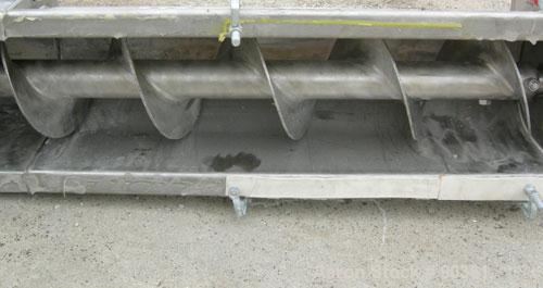 Unused-USED: Screw Conveyor, 304 stainless steel, 2 section horizontal with a vertical riser.  Horizontal section 9" diameter screw x 44" long x 4" pitch.  Trough measures 10" wide x approx. 11" deep...