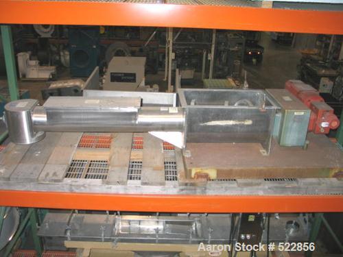 USED: 8" x 72" Acrison stainless steel screw feeder, model I40/T2.8" diameter screw with heavy duty overwrap in feed trough section.Center of feed to center of discharge approximately 6'. Inlet troug...