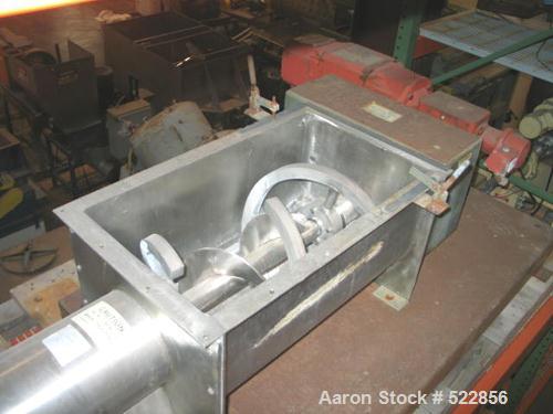 USED: 8" x 72" Acrison stainless steel screw feeder, model I40/T2.8" diameter screw with heavy duty overwrap in feed trough section.Center of feed to center of discharge approximately 6'. Inlet troug...