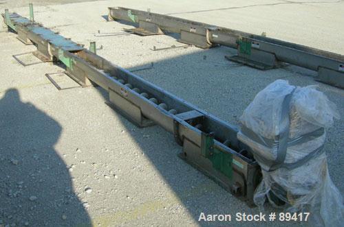 USED: Advanced Fabricators Screw Conveyor, 304 stainless steel, horizontal. 6" diameter x 220" long x 3" pitch screw. Driven by a 1 hp, 3/60/208-230/460 volt, 1725 rpm motor with a Dodge reducer, rat...