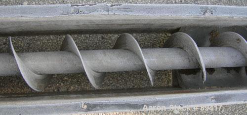 USED: Advanced Fabricators Screw Conveyor, 304 stainless steel, horizontal. 6" diameter x 220" long x 3" pitch screw. Driven by a 1 hp, 3/60/208-230/460 volt, 1725 rpm motor with a Dodge reducer, rat...