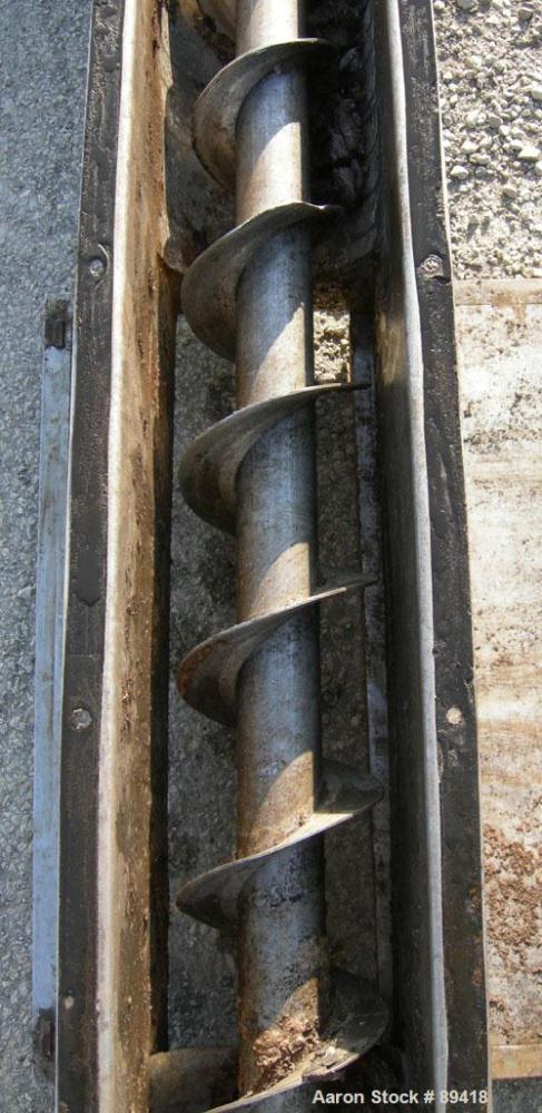 USED: Advanced Fabricators Screw Conveyor, 304 stainless steel, horizontal. 6" diameter x 220" long x 3" pitch screw. Driven by a 1 hp, 3/60/208-230/460 volt, 1725 rpm motor with a Dodge reducer, rat...