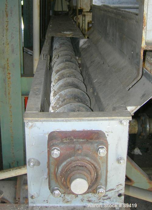 USED: Advanced Fabricators screw conveyor, 304 stainless steel, horizontal. 6" diameter x 202" long x 3" pitch screw. Driven by a 1 hp, 3/60/208-230/460 volt, 1725 rpm motor with a Dodge reducer, rat...