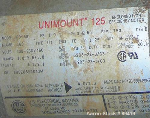 USED: Advanced Fabricators screw conveyor, 304 stainless steel, horizontal. 6" diameter x 202" long x 3" pitch screw. Driven by a 1 hp, 3/60/208-230/460 volt, 1725 rpm motor with a Dodge reducer, rat...