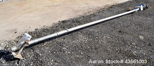 Used AFC Spiralfeeder Enclosed Tube Screw Conveyor, Model 25F (hd), 304 Stainless Steel. Approximate 2-1/2” diameter x 188” long helix. End feed and discharge. Driven by a 2hp, 3/60/230/460 volt, 172...