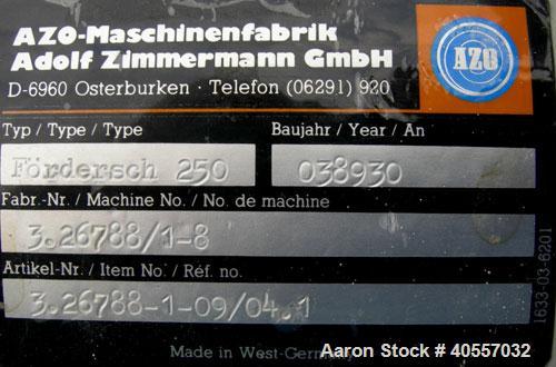 Used Carbon Steel Azo Screw Conveyor, Model 250