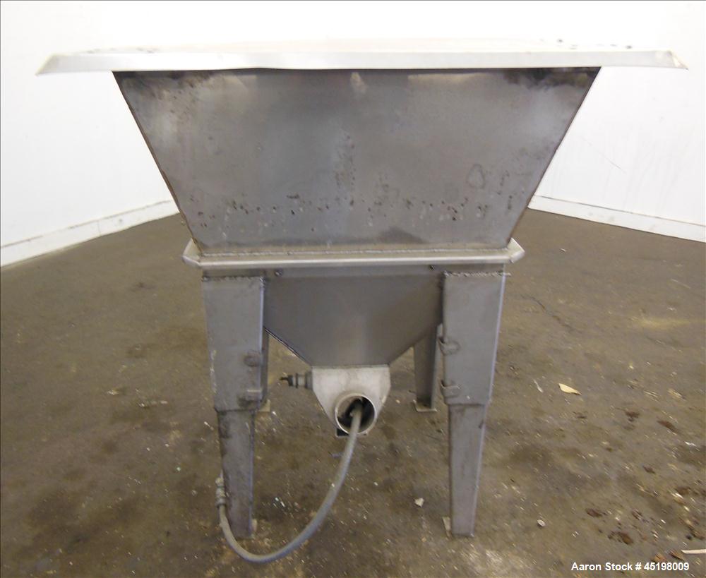 Used Hapman Flexible Screw Conveyor Parts Consisting Of: (1) 36" x 36" x 35" deep feed hopper with a 1 piece cover, (1) 5hp, 3/60/208-230/460 volt, 1725 rpm gear motor, ratio 3 to 1, and a control pa...