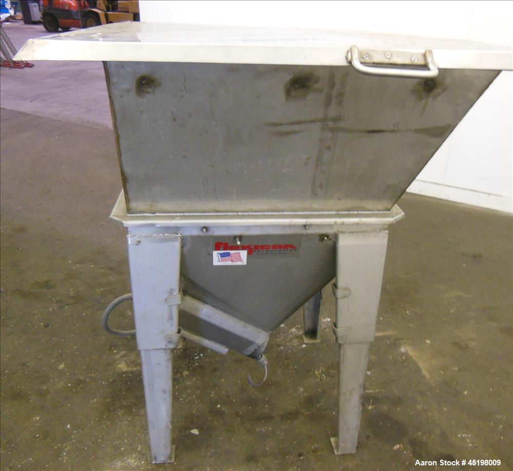 Used Hapman Flexible Screw Conveyor Parts Consisting Of: (1) 36" x 36" x 35" deep feed hopper with a 1 piece cover, (1) 5hp, 3/60/208-230/460 volt, 1725 rpm gear motor, ratio 3 to 1, and a control pa...