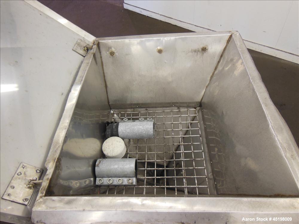 Used Hapman Flexible Screw Conveyor Parts Consisting Of: (1) 36" x 36" x 35" deep feed hopper with a 1 piece cover, (1) 5hp, 3/60/208-230/460 volt, 1725 rpm gear motor, ratio 3 to 1, and a control pa...