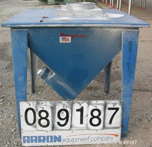 USED: Flexicon incline screw conveyor. Carbon steel hopper 36" long x  36" wide x 33" coned bottom. Bolt-on top cover. Approximate 3-1/2"  diameter x 211" long, 304 stainless steel screw. Driven by a...