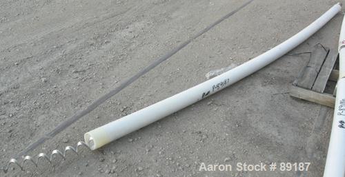 USED: Flexicon incline screw conveyor. Carbon steel hopper 36" long x  36" wide x 33" coned bottom. Bolt-on top cover. Approximate 3-1/2"  diameter x 211" long, 304 stainless steel screw. Driven by a...