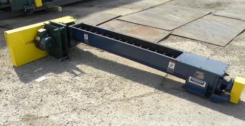Unused- Goodman Conveyor Company Screw Conveyor, Carbon Steel. 9" Diameter x 85" long x 4-1/2’’ pitch screw, 10" wide trough with (1) section of bolt on top cover. 10’’ x 10’’ outlet. Driven by a 5 h...