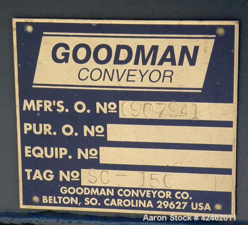 Unused- Goodman Conveyor Company Screw Conveyor, Carbon Steel. 9" Diameter x 85" long x 4-1/2’’ pitch screw, 10" wide trough with (1) section of bolt on top cover. 10’’ x 10’’ outlet. Driven by a 5 h...