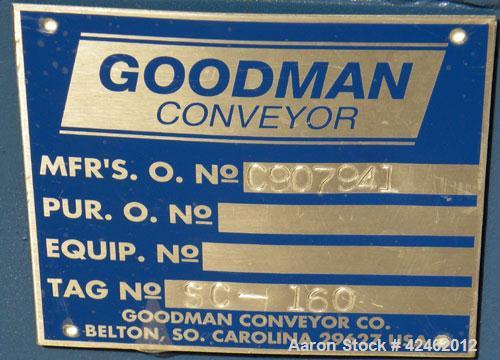 Unused- Goodman Conveyor Company Screw Conveyor, Carbon Steel. 9" Diameter x 224" long x 9’’ pitch screw, 10" wide trough with (3) sections of bolt on top cover. 10’’ x 10’’ inlet and outlet. Driven ...