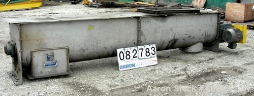 Unused-UNUSED: Goodman screw conveyor, 304 stainless steel, horizontal. 24" diameter x 13'1" long x 12" pitch screw. 4" diameter shaft, 1/4" thick flights. 20" x 42" top feed, 22" x 24" end bottom ou...