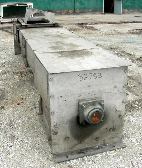 Unused-UNUSED: Goodman screw conveyor, 304 stainless steel, horizontal. 24" diameter x 13'1" long x 12" pitch screw. 4" diameter shaft, 1/4" thick flights. 20" x 42" top feed, 22" x 24" end bottom ou...