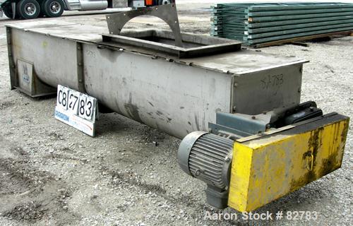 Unused-UNUSED: Goodman screw conveyor, 304 stainless steel, horizontal. 24" diameter x 13'1" long x 12" pitch screw. 4" diameter shaft, 1/4" thick flights. 20" x 42" top feed, 22" x 24" end bottom ou...
