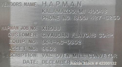 Used Hapman Mobile Helix Flexible Screw Conveyor, model DO4-HC-0302, 304 stainless steel. (2) 3-1/2’’ diameter x 180’’ long screws, 4-1/2’’ diameter stainless steel tube. Includes a 27’’ x 27’’ x 25’...